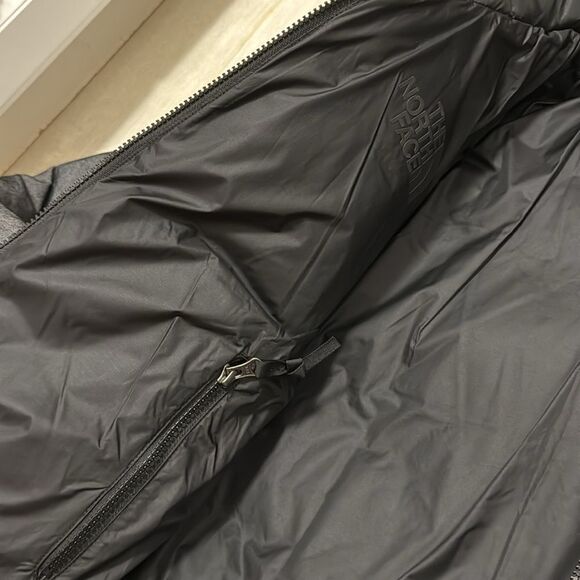 New The North Face XS black denim reversible Nuptse - Picture 5 of 6